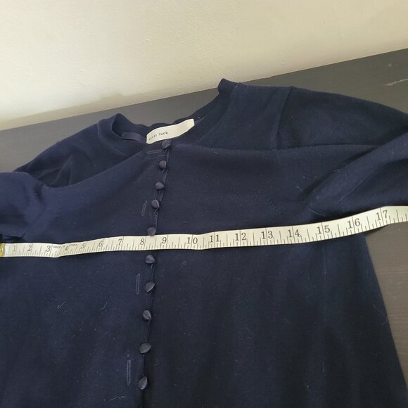 Sacai Luck Women’s Cardigan w/Layered Chiffon Hem & Front Pockets Blue Size 2 - Picture 8 of 9